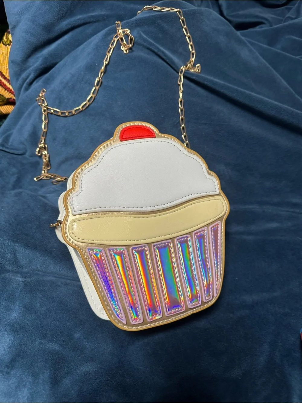 Cupcake Crossbody Bag - White with Holographic Accents